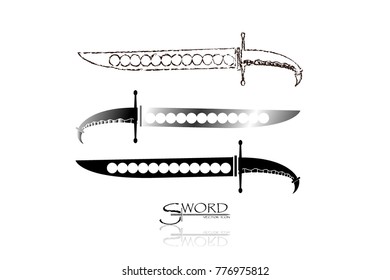 swords set. sword isolated on white background , Military sword  ancient weapon design silhouette, European straight swords., vector illustration, Daggers and Knifes Hand Drawn