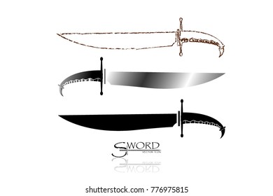swords set. sword isolated on white background , Military sword  ancient weapon design silhouette, European straight swords., vector illustration, Daggers and Knifes Hand Drawn