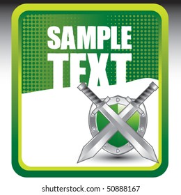swords and shield green banner
