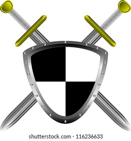 Swords and shield isolated on white background