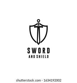 Sword Logo Vector Flat Design Stock Vector (Royalty Free) 1566023227