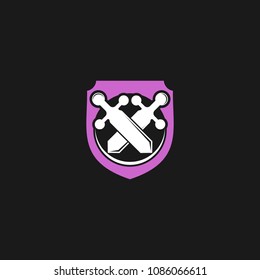 Swords shield protector logo icon design template. Abstract security company vector illustration