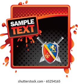 espadas y escudo aviso de semitono rojo salpicado