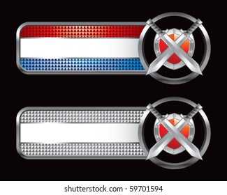swords and shield striped checkered banners