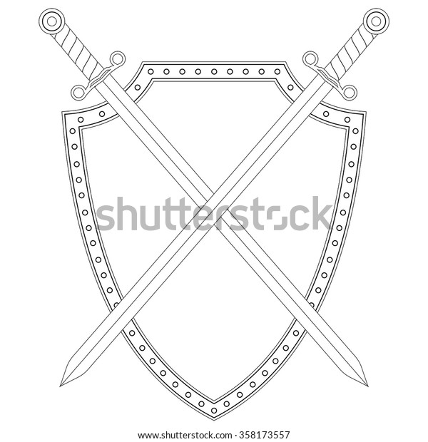 Swords Shield Vector Isolated On White Stock Vector (Royalty Free ...