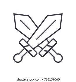 swords sign vector line icon, sign, illustration on background, editable strokes