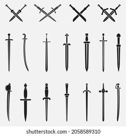 Swords Silhouette vector design template