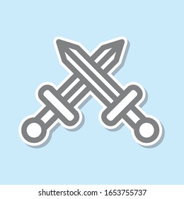 Swords sticker icon. Simple thin line, outline vector of mythology icons for ui and ux, website or mobile application