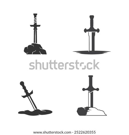 swords stuck logo vector icon illustration design 