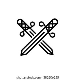 Swords tattoo minimal vector icon