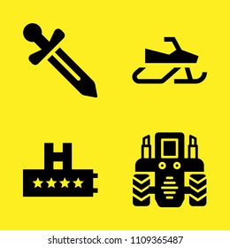 swords, tractor, snowmobile and rating vector icon set. Sample icons set for web and graphic design