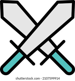 icono de línea de color vectorial de espadas
