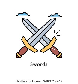 Swords vector   Filled outline Design illustration. Symbol on White background EPS 10 File