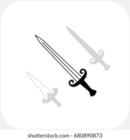 Swords Vector Icon Collection. Knives Sharp Blades Symbols Set Isolated on White Background. Daggers Illustration