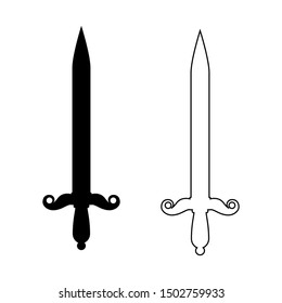Swords Vector isolated on white background silhouette and outline