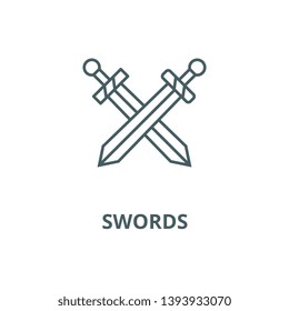 Swords vector line icon, linear concept, outline sign, symbol
