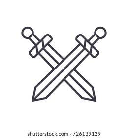 swords vector line icon, sign, illustration on background, editable strokes
