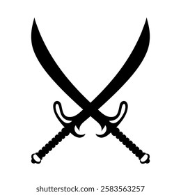 Swords vector logo. Crossed Swords isolated on white background. Swords Silhouette, sword icon.