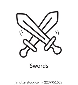 Swords Vector Outline Icon Design illustration. Medieval Symbol on White background EPS 10 File