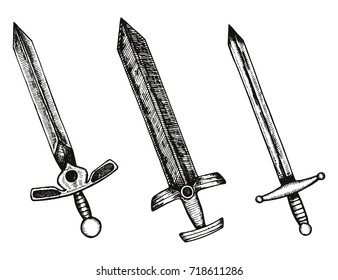 Swords Vintage Vector Hand Drawing Isolated Stock Vector (Royalty Free ...