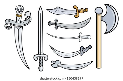 Swords and Weapons - Cartoon Vector Illustration