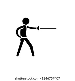 Swordsman black icon, vector sign on isolated background. Swordsman concept symbol, illustration 
