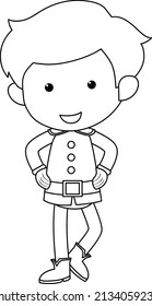 Swordsman black and white doodle character illustration