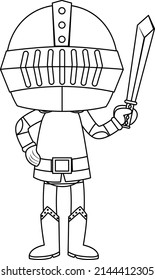 Swordsman black and white doodle character illustration