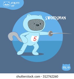Swordsman cat illustration