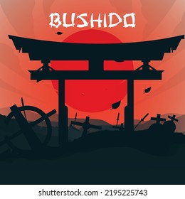 swordsman from japan, bushi sword fighter on moon background