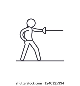 Swordsman line icon concept. Swordsman vector linear illustration, symbol, sign