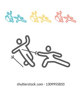 Swordsman line icon. Vector sign for web graphics.