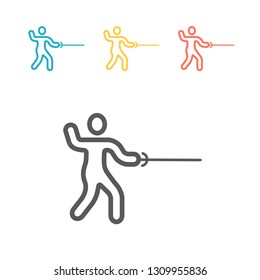 Swordsman line icon. Vector sign for web graphics.