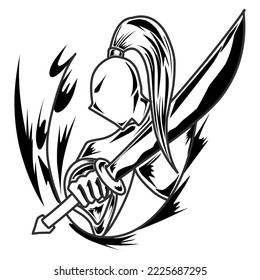 Diseño vectorial del hombre de espada adecuado para logotipos, pegatinas y otros