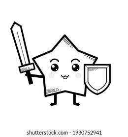 Swordsman themed doodle character vector design