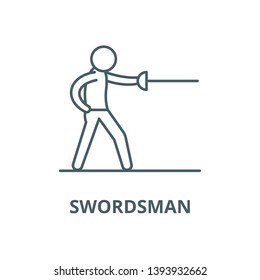 Swordsman vector line icon, linear concept, outline sign, symbol