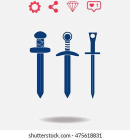 Swors vector icon on grey background.