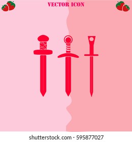 Swors vector  icon. Strawberry Background.