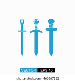 Swors vector. Isolated blue icon on white background.