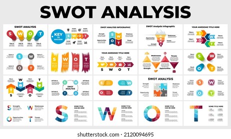 SWOT Analysis. Business Infographics. Presentation slide templates. 4 steps, parts, options. Financial charts, graphs, circle diagrams and reports.