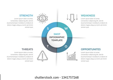 SWOT analysis, circle diagram, infographic template, vector eps10 illustration