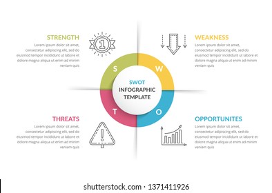 SWOT Analysis, Circle Diagram, Infographic Template, Vector Eps10 Illustration