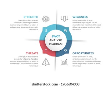 SWOT analysis, circle diagram, infographic template, vector eps10 illustration