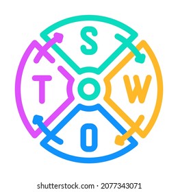 Swot Analyse Farbe Symbol Vektorgrafik. schiefes Analysezeichen. einzelne Symbolillustration