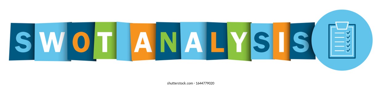 SWOT ANALYSIS colorful vector typography banner with checklist symbol