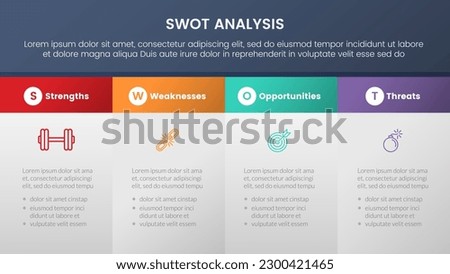 swot analysis concept with big box table information for infographic template banner with four point list information