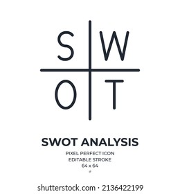 SWOT analysis concept editable stroke outline icon isolated on white background flat vector illustration. Pixel perfect. 64 x 64.	