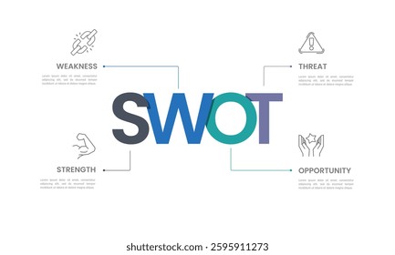SWOT Analysis Concept Infographic for Strategic Planning Techniques. Presentation, Data, Plan and Strategy. Vector illustration.