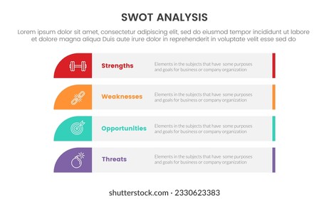 swot analysis concept with for infographic template banner with long rectangle box vertical four point list information vector