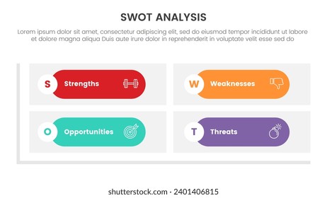 swot analysis concept with for infographic template banner with round rectangle matrix shape base four point list information